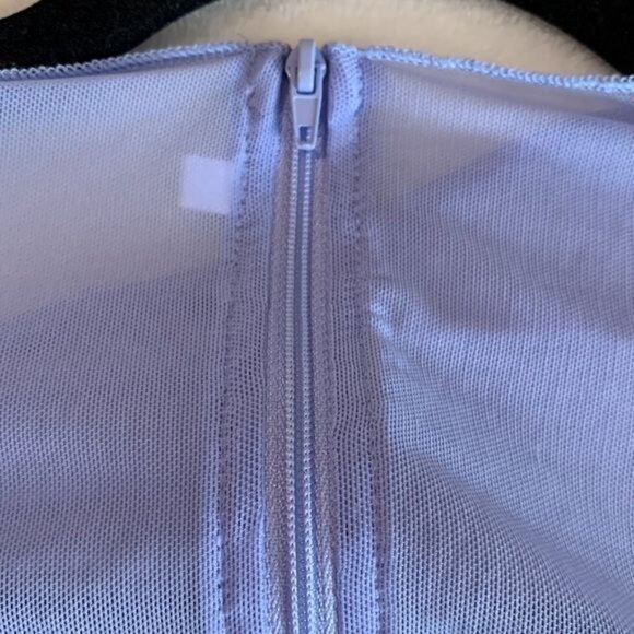 Sheer Mesh Long-Sleeve Corset Style Top With Cutouts Light Blue Size L 95% Polye - Picture 8 of 15